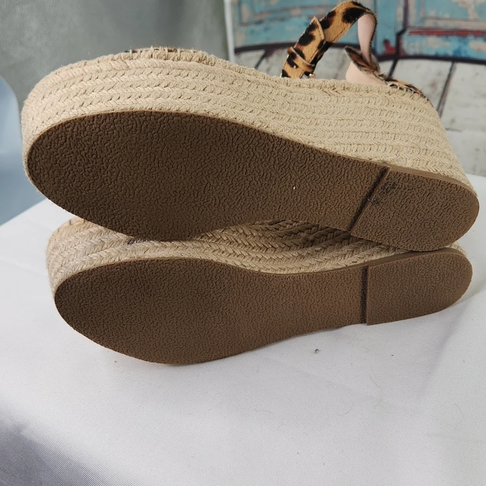 J Crew Leopard Calf Hair Espadrille Wedge